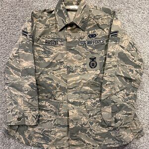 US Military Tiger‎ Stripe Air Force Camo Combat Coat 8R Shirt Maternity Utility